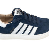 CIAO BIMBI SNEAKERS in suede blu navy e dettagli bianchi con lacci e zip laterale