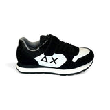 SNEAKER GINNICA SUN68 Kid boy in suede nero e pelle bianca con lacci elastici e velcro