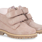 SCARPONCINI BALOCCHI in nubuk glitterato rosa con velcri