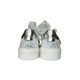 Sneakers DIANETTI in pelle bianca con lacci in organza e cerniera