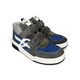 Sneaker BALOCCHI in suede antracite e pelle blu con velcri