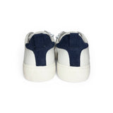Sneakers LESCOCOU in pelle bianca/blu navy con lacci e cerniera