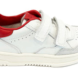 SNEAKERS DIANETTI  mod basket low in pelle bianca e rossa con velcri