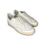 Sneakers 2B12 in pelle bianca / glitter bianco con lacci