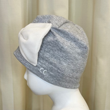 Cappello grigio melange con fiocco bianco CAPOCUBO in jersey di cotone felpato