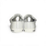 Sneakers primi passi FALCOTTO in pelle bianca e argento con velcri