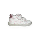 Sneakers primi passi BALOCCHI in pelle bianca/stampa farfalle con velcri