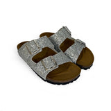 Ciabatte BIOFASHION in glitter argento con fibbie