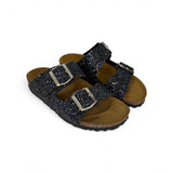 Ciabatte BIOFASHION in glitter nero con fibbie