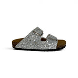 Ciabatte BIOFASHION in glitter argento con fibbie