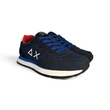 Sneakers ginniche SUN68 teen boy in suede e nylon blu navy con lacci bluette