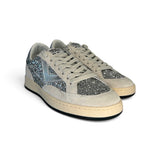 Sneakers 2B12 in suede grigio/glitter silver con lacci