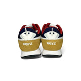 Sneakers ginniche W6YZ in suede e tessuto tecnico blu/beige/arancio con lacci