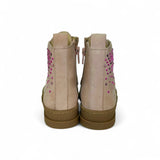 Anfibi PATRIZIA PEPE GIRL in suede rosa nude con strass, lacci e zip interna