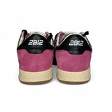 Sneakers 2B12 in suede fuxia e maculato, dettagli neri con lacci