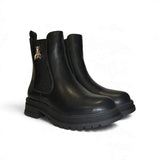 Stivaletti chelsea PATRIZIA PEPE GIRL in pelle nera con applicazione, elastico e zip interna