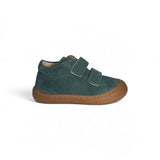 Sneakers Primi Passi LESCOUCOU in suede verde petrolio con velcri