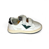 SNEAKERS 2B12 in pelle bianca, dettaglio nero e verde scuro con velcri