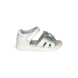 Sandali Primi Passi BALOCCHI in pelle bianca/argento/tiffany con strap