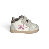 Sneakers primi passi FALCOTTO in pelle e suede bianco/maculato con velcri