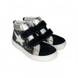 Sneaker BALOCCHI in nubuk nero,pelle metallizzata argento e glitter con velcri
