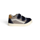 Sneakers primi passi BALOCCHI in suede blu/grigio/senape con velcri