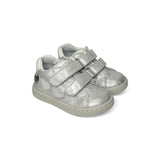 Sneakers primi passi BALOCCHI in pelle metallizzata silver con velcri