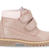 SCARPONCINI BALOCCHI in nubuk glitterato rosa con velcri