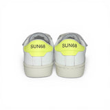 Sneakers SUN68 baby boy street in pelle bianca/giallo fluo e suede grigio con velcri