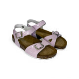 Sandali BIOFASHION in ecopelle vernice lilla con fibbie
