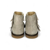 Stivaletti Primi Passi LESCOUCOU in suede glitterato beige con zip interna