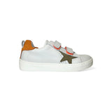 Sneakers LESCOCOU in pelle ghiaccio e arancio con velcri