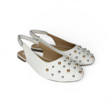 Ballerine GIOSEPPO KIDS in pelle bianca con borchie oro/argento