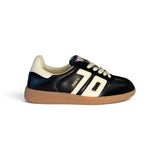 Sneakers BACK70 in suede e pelle nera/bianca con lacci