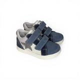 Sneakers primi passi BALOCCHI in suede blu e pelle bianca con velcri
