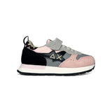 Sneakers ginniche SUN68 kid girl in suede e nylon rosa/grigio/nero con velcro e lacci elastici (Copia)