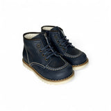 Scarponcini primi passi GIOIE ECOLOGICHE in pelle blu navy con lacci e zip interna