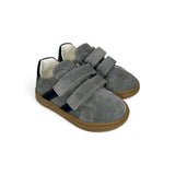 Sneakers primi passi GIOIE ECOLOGICHE in suede e pelle grigio/blu con velcri