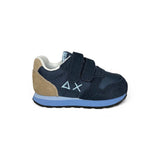 Sneakers ginniche SUN68 First Step boy blu navy/beige in suede e nylon con velcro
