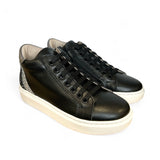 Sneaker LESCOUCOU in pelle nera e glitter degradee con lacci e zip laterale