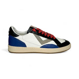 Sneakers 2B12 in pelle bianco/nero/bluette con lacci