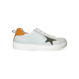 Sneakers LESCOCOU in pelle ghiaccio e arancio con lacci e cerniera