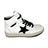 Sneakers CIAO BIMBI basket mid in pelle e nera con lacci e zip laterale