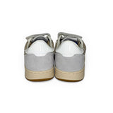 Sneakers 2B12 in suede grigio / glitter champagne / pelle bianca con velcri