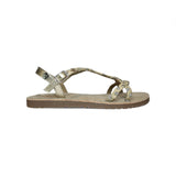 Sandali GIOSEPPO in pelle metallizzata e rafia intrecciata beige con strass