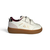 Sneakers SUN68 girl in eco pelle e suede bianco con velcri o velcro e lacci alastici