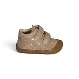 Sneakers Primi Passi COCOON NATURINO in suede beige stampa cuoricini con velcri