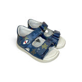 Sandali Primi Passi FALCOTTO in pelle blu/stampa tartarughe con strap
