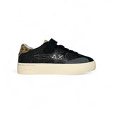 Sneakers SUN68 girl street in pelle e suede nero/micro borchie con velcro e lacci elastici