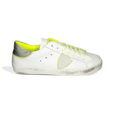 Sneakers PHILIPPE MODEL junior PARIS in pelle bianca, argento e giallo fluo